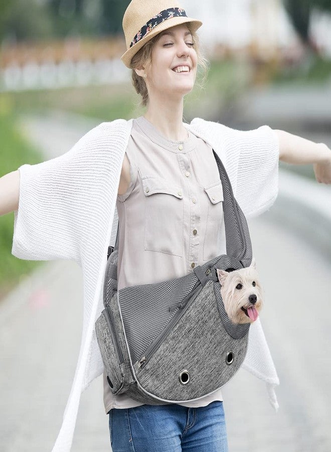 PetAmi Dog Sling Carrier for Small Dogs, Puppy Carrier Sling Purse, Dog Bags for Traveling, Carrying Bag to Wear Medium Cat, Adjustable Crossbody Pet Sling Travel, Poop Bag Dispenser, Max 5 lbs, Gray - Image 5